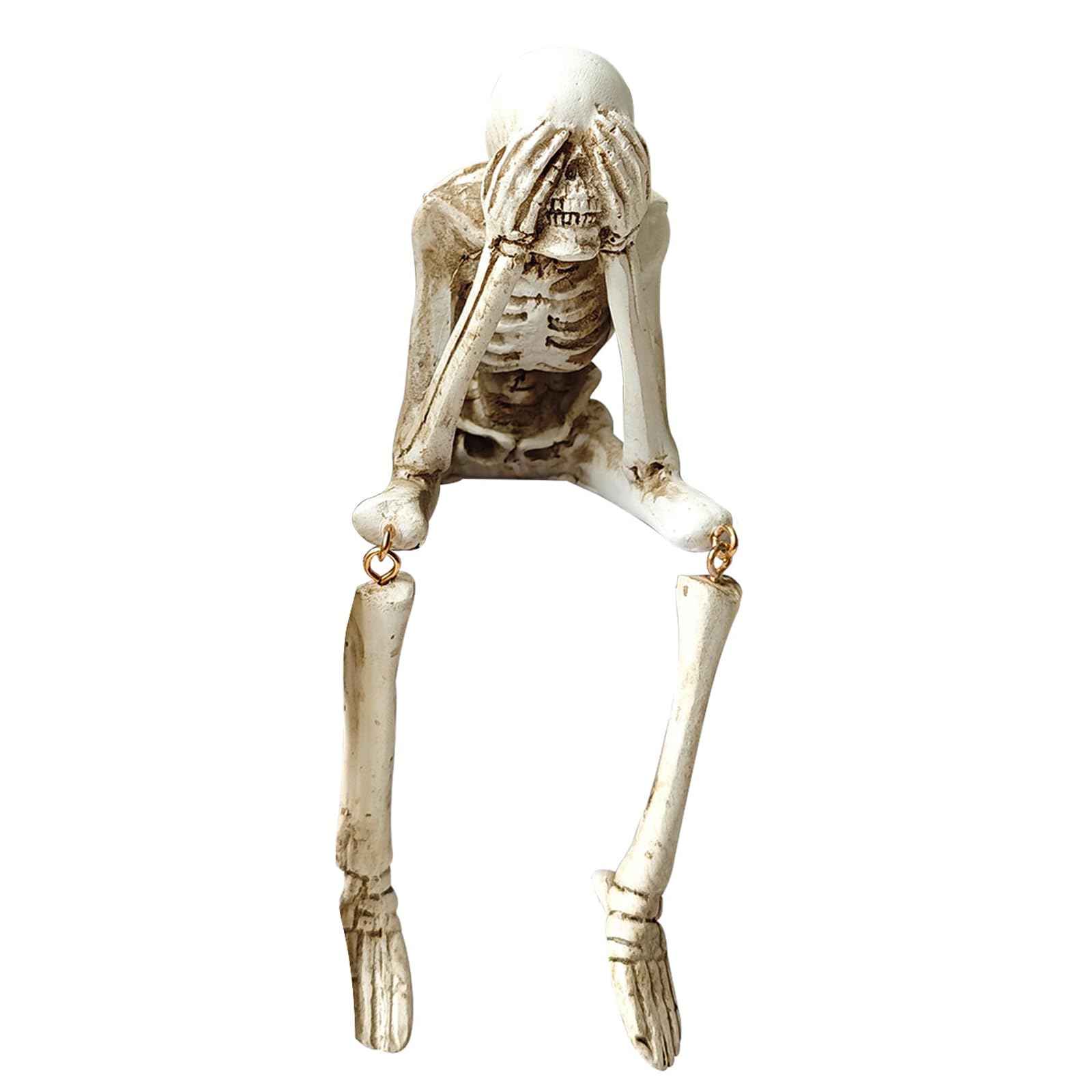 Halloween Skeleton Statues Set of 3 – See No Evil, Hear No Evil, Speak No Evil, Resin Skull Figurines for Gothic Home Decorations, Shelf Mantel Decor, Tabletop Halloween Decor Indoor (3-Piece Set)